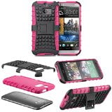 myLife Glam Pink + Classic Black {Rugged Design} Two Piece Neo Hybrid (Shockproof Kickstand) Case for the All-New HTC One M8 Android Smartphone - AKA, 2nd Gen HTC One (External Hard Fit Armor With Built in Kick Stand + Internal Soft Silicone Rubberized Flex Gel Full Body Bumper Guard)